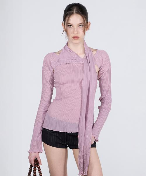 Beaded Scarf Set-Up Top Mauve