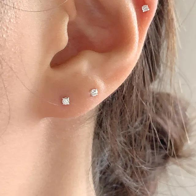 [silver925] 2mm 큐빅 귀걸이 피어싱