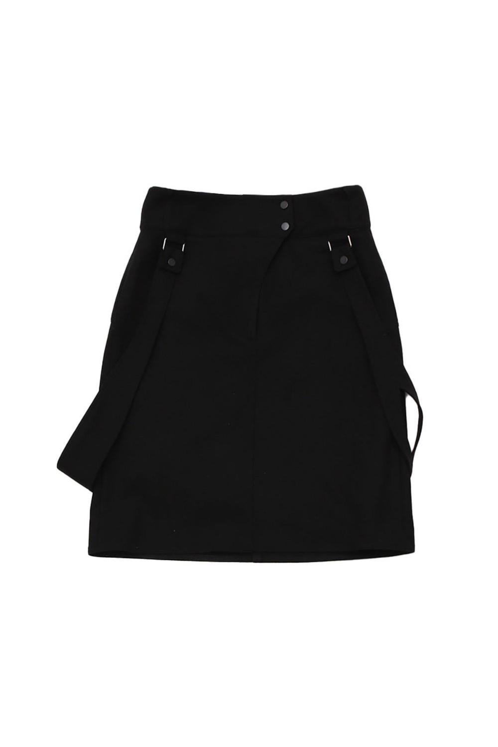 Wool Strap Skirt Black
