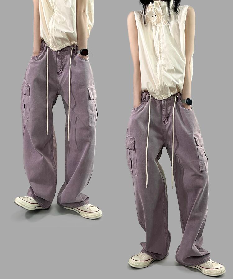 3미닛룩 스트랩 코튼 와이드카고 - Violet