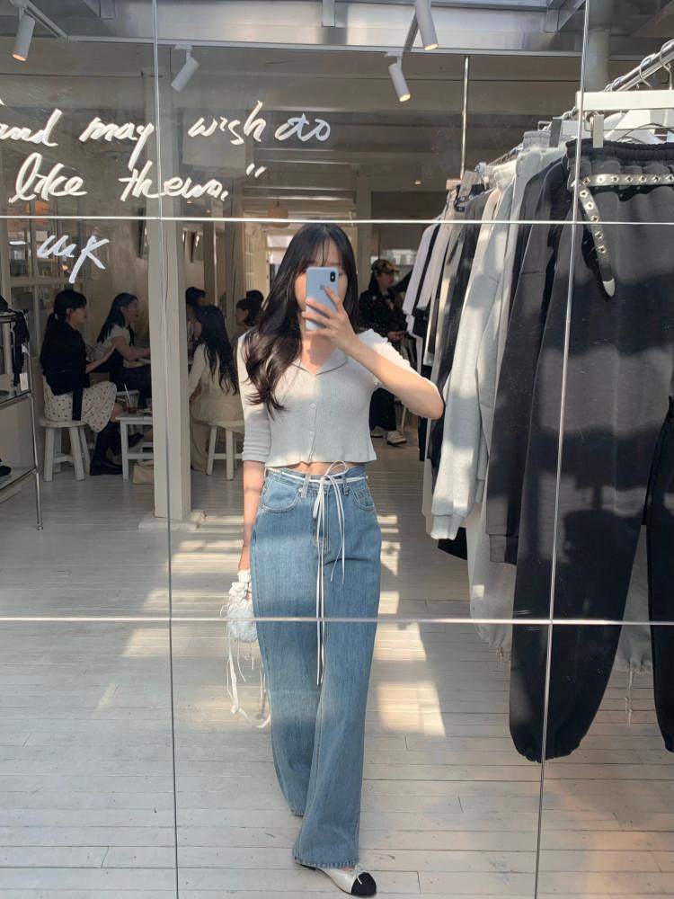 [르아브르][M당일] 피타 가이하라 데님팬츠, 여자 스트레이트 일자 중청 연청바지