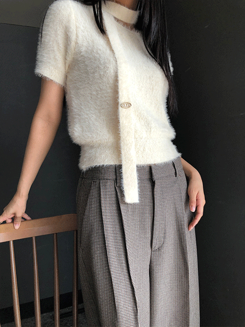 scarf short sleeve knit (2color)