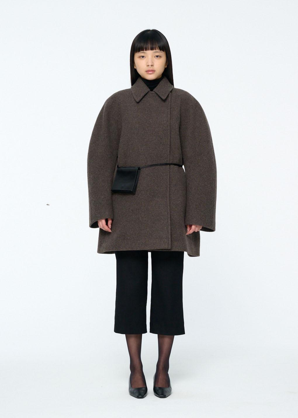 round shape coat, brown