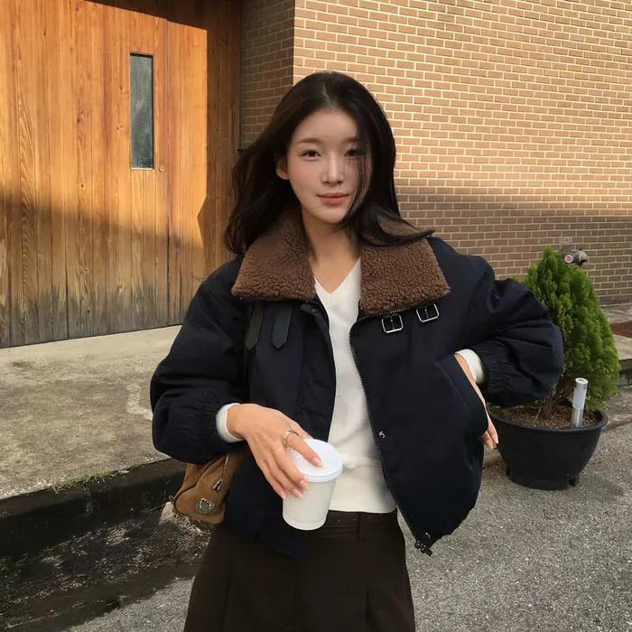 25FW FAUX 양모 항공 다운 점퍼