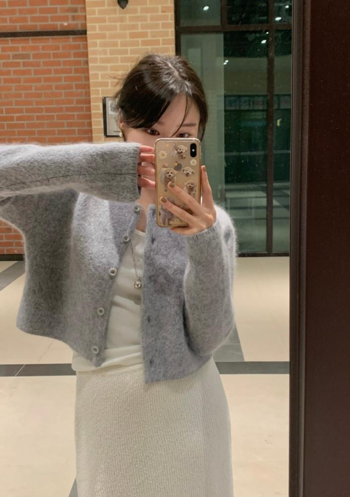 포실 앙고라 베스트 라운드 숏 가디건 - 2color