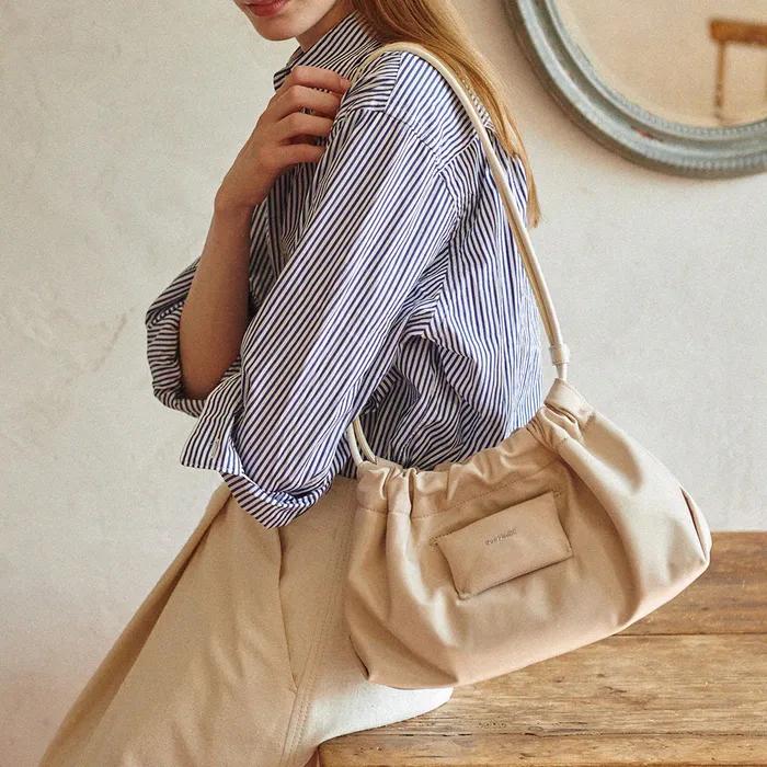 Miel nylon long shoulder bag-vanilla
