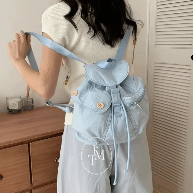 [신상할인] 비대칭 포켓 워싱 캔버스 캐주얼 미니 백팩 가방