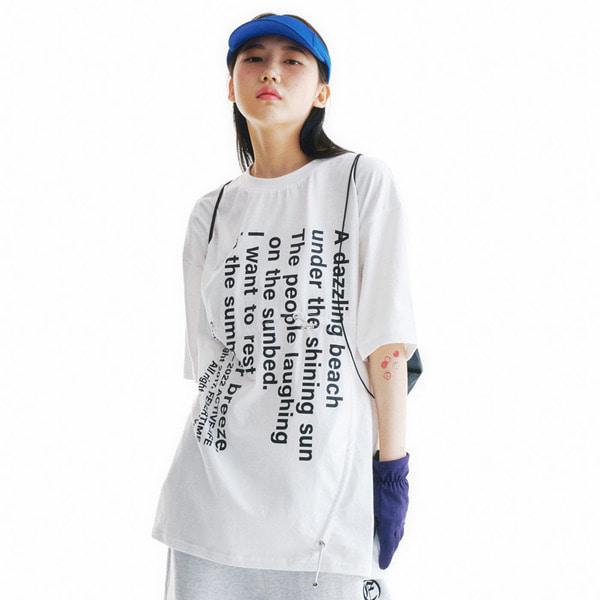 22 호리즌 레터링 스트링 반팔 티셔츠 화이트