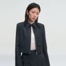 CROPPED ZIPPER JACKET [CHARCOAL]