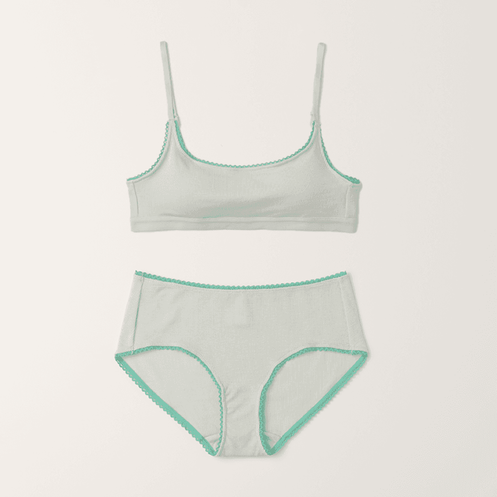 (set) Square ribbed tencel bra & panties in Mint_민트 브라&팬티