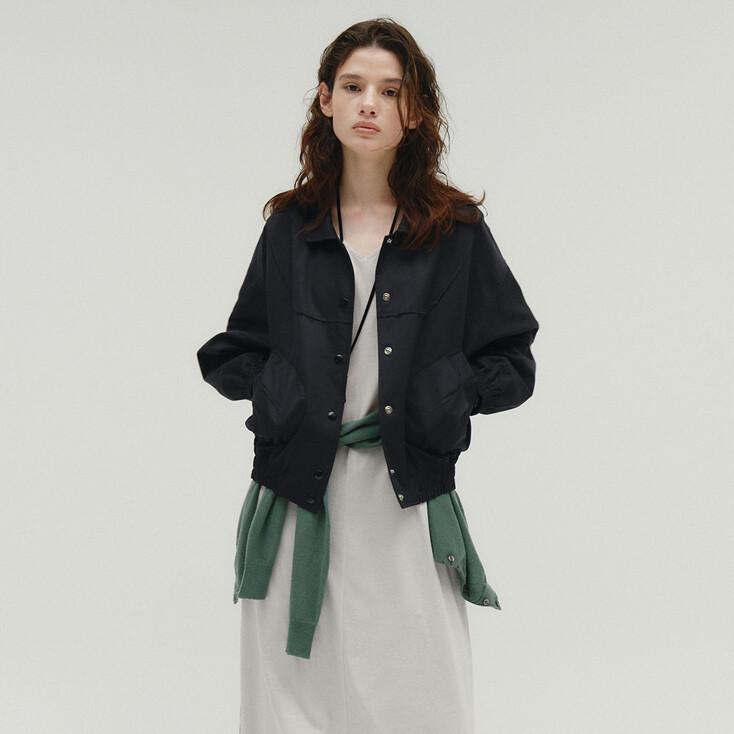 TWO TONE COTTON JUMPER [NAVY]