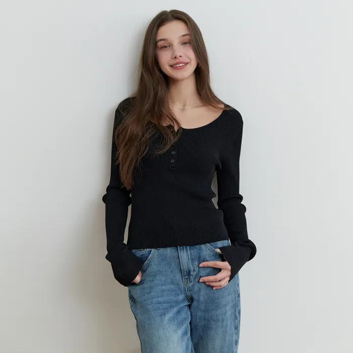 Bonny button knit (black)