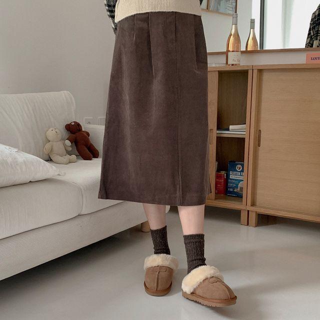 ［55-110착용］데켄 빅사이즈 코듀로이 스커트