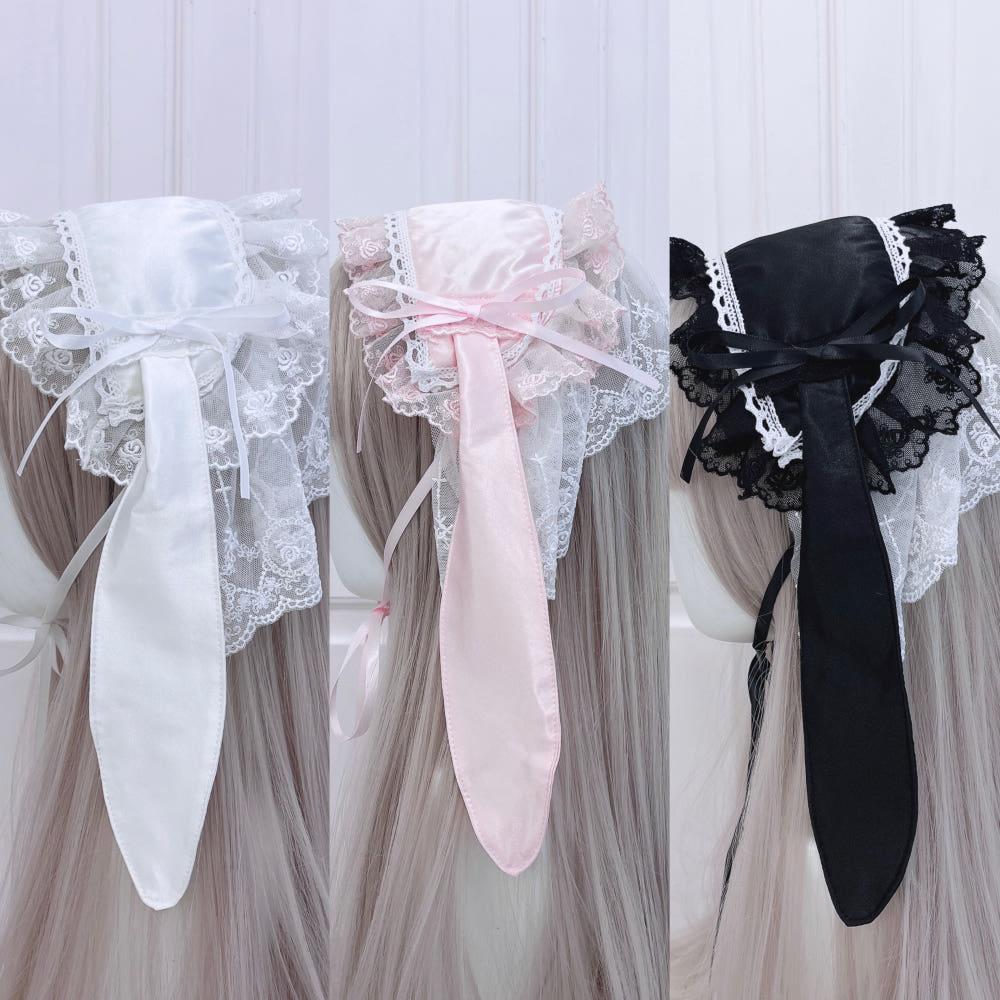 레이스 레빗 머리띠 (화이트/핑크/블랙)