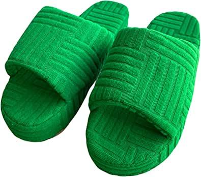 DUPER Green towel terry cloth slippers slides house shoes