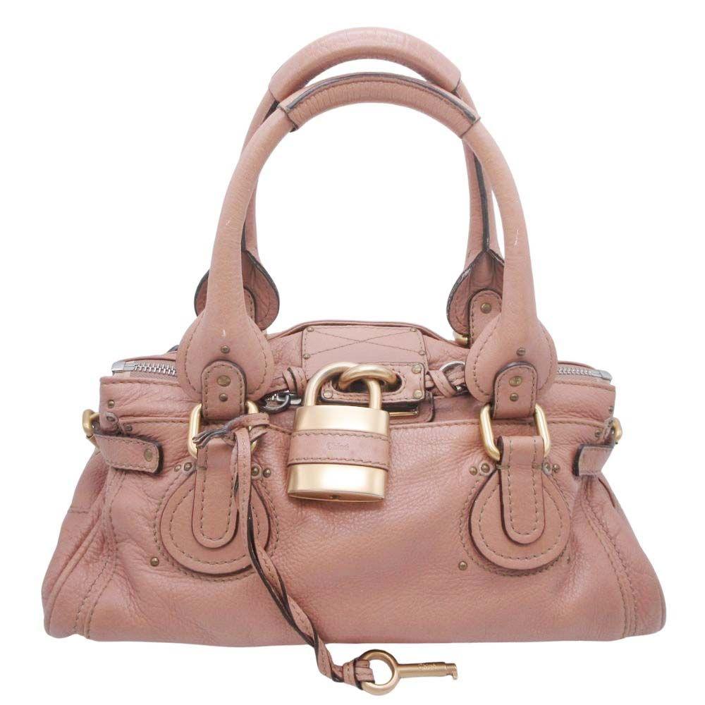 美品 クロエ CHLOE PADDINGTON MIDIUM パディントン ミディアム ハンドバッグ カバン 鞄 レザー パドロック 南京錠 カデナ 茶 ブラウン レディース/