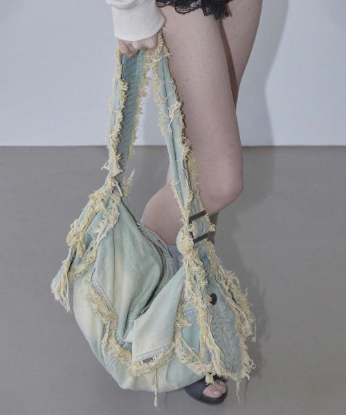 Destroyed Denim Duffel Bag Vintage Ice