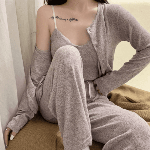 리본 가디건 나시 바지 세트 잠옷 홈웨어