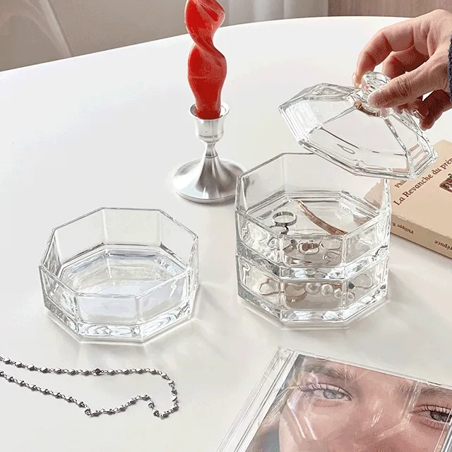 3단 투명 악세사리 보관함 크리스탈 유리 트레이 주얼리수납함