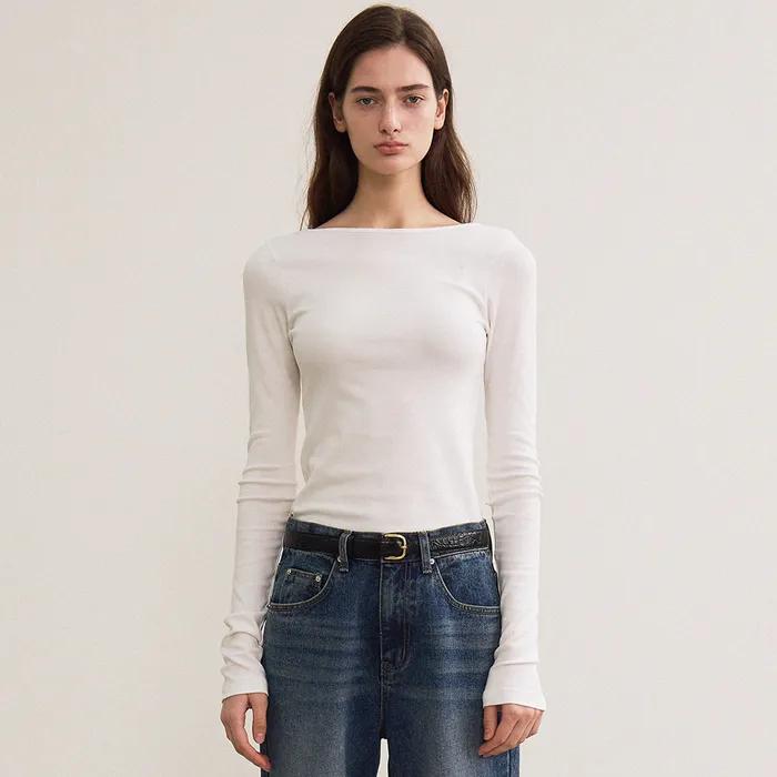 essential boat neck top (ivory)