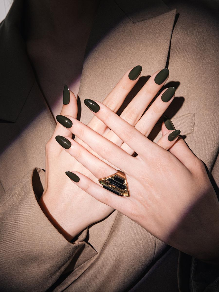 딥 카키 네일(오벌)