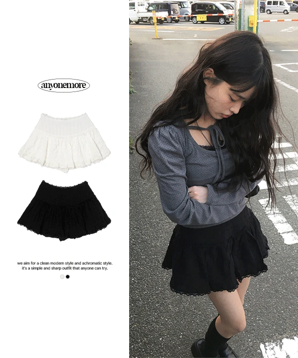 [속바지내장/봄스커트🖤] 아팅 레이스 미니 스커트 (2color)