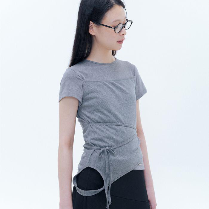 String layered knit top GREY