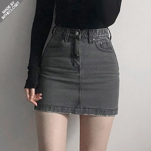 [당일출고][MADE ITC]그레이 빈티지 미니 스커트[히든밴딩]