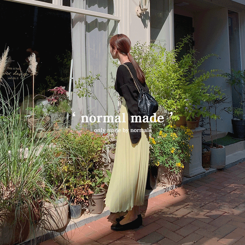 [마미] 라임톡 플리츠 롱 스커트