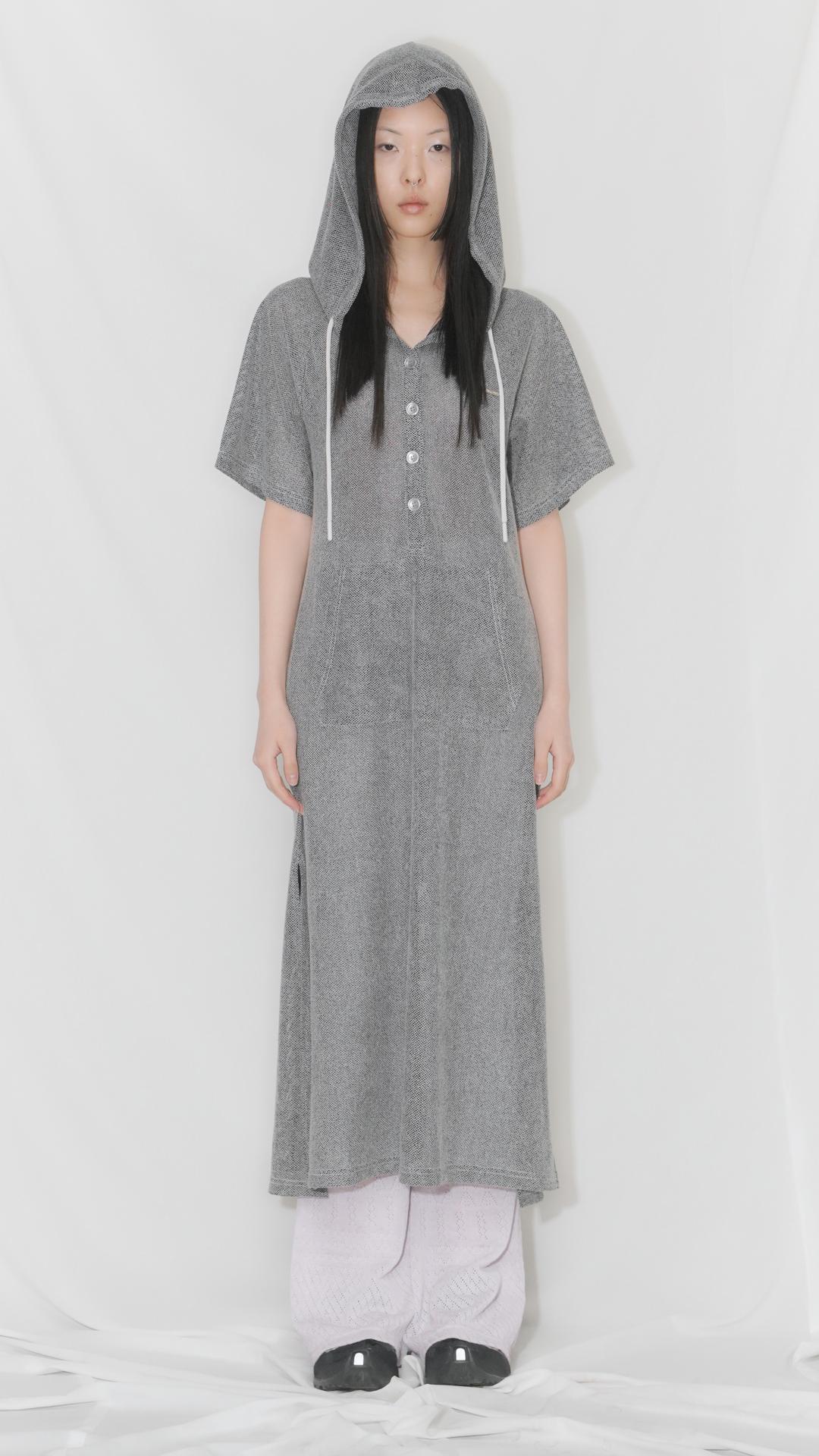 Mesh hooded maxi dress_grey