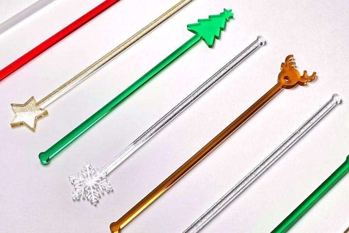 크리스마스 머들러 4종 칵테일 하이볼 에이드 커피젓는거 아크릴 스틱 롱티스푼 커피막대