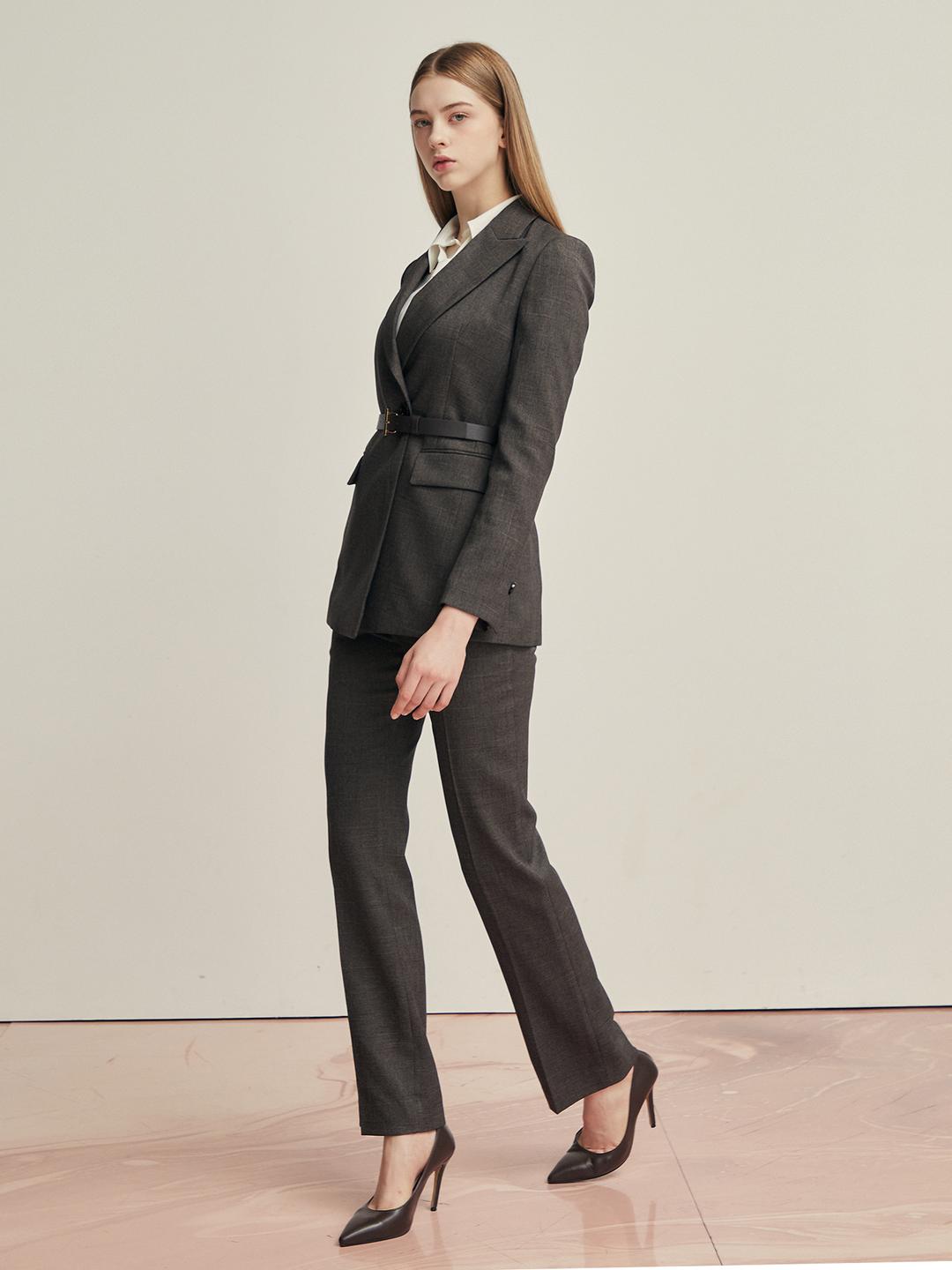 지고트(OUTLET) 스트레이트 버튼 포인트  슬랙스 (MELANGE BROWN) JR8A0SL721