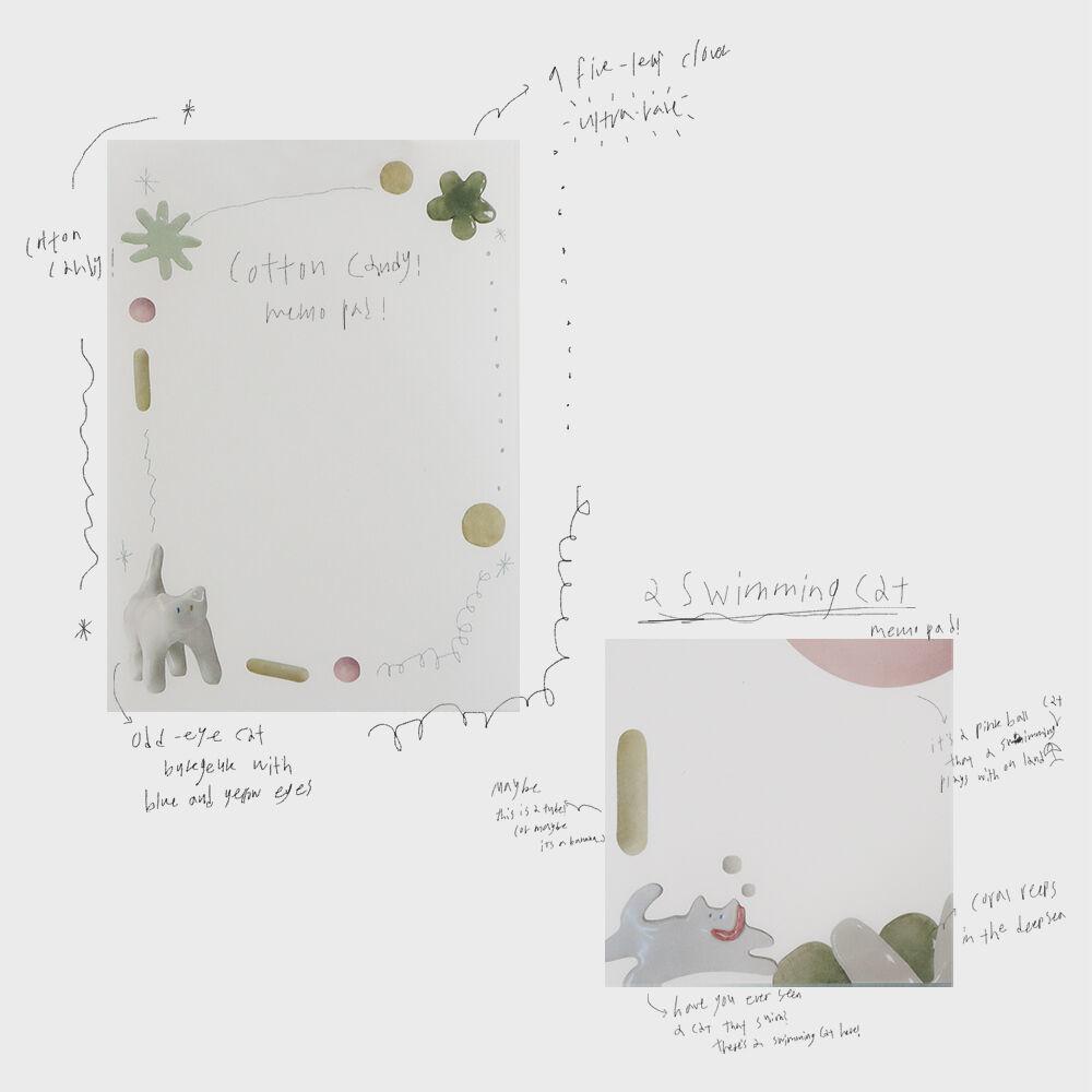 [떡메모지] 수영하는 고양이 / 코튼 캔디