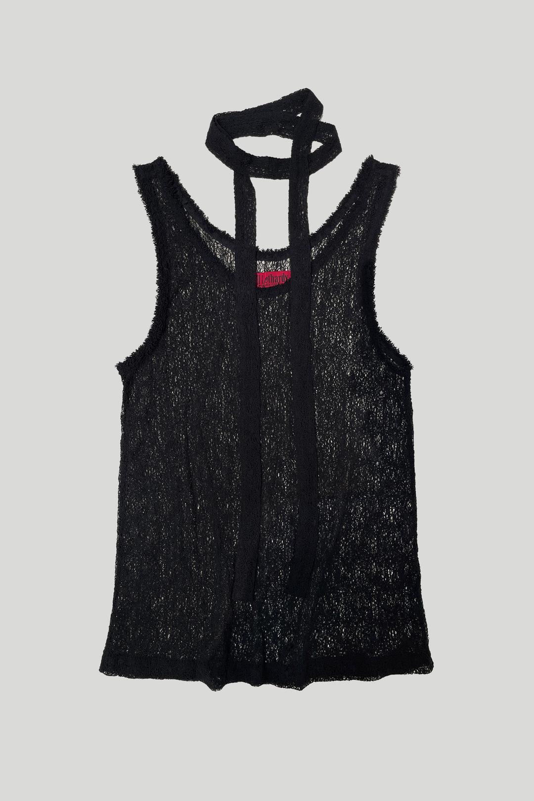 TAPING MESH SLEEVELESS: BLACK