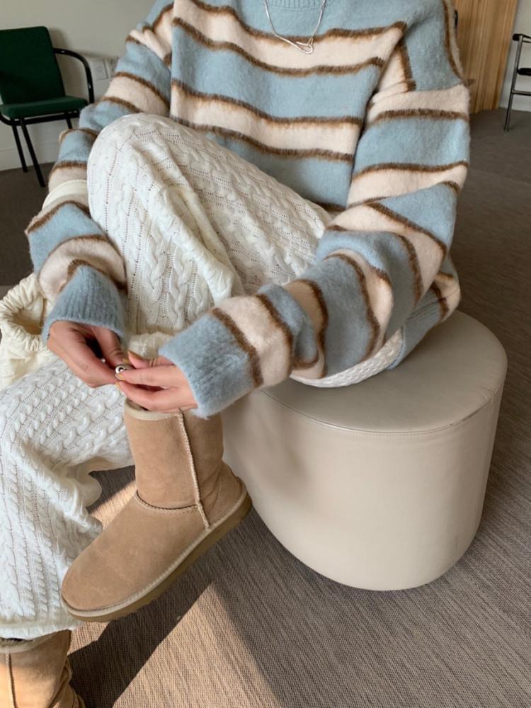 배색 단가라 브러싱 니트 (4color) 무료배송