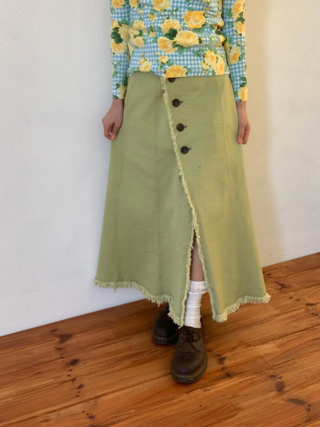 AZUL by MOUSSY Fringe Button Long Skirt