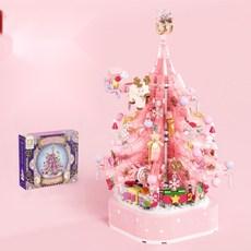 크리스마스 조립 레고 트리 블록 회전 오르골