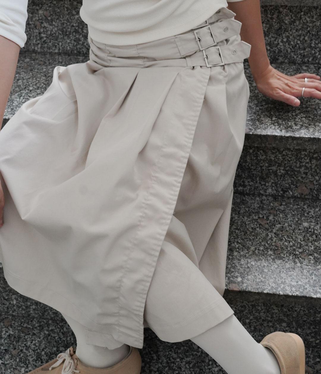 버클 스트랩 랩 스커트  (2c)