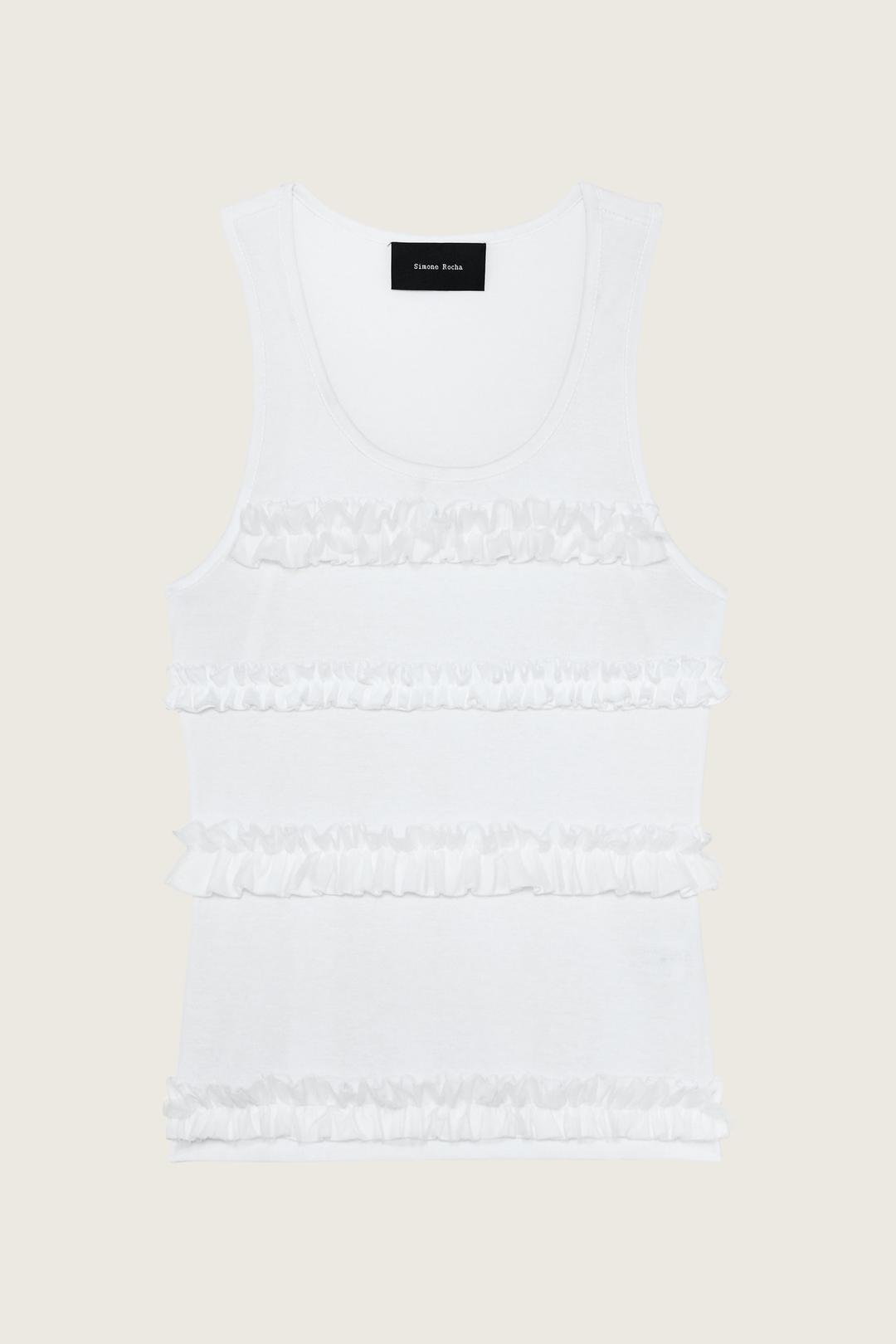 Ruffle Frill Tank Top - White / XS