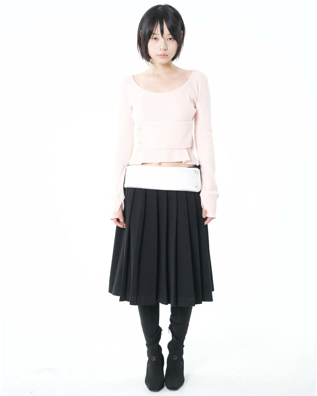 Band Pleats Skirt Black