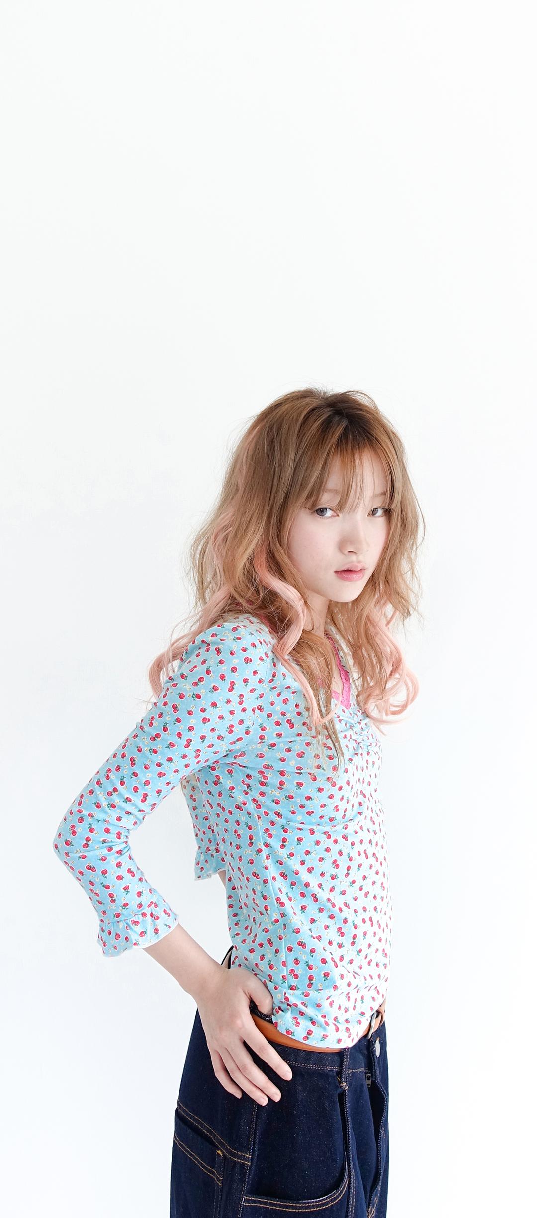 2차★[F.E.E.S] little strawberry lace top (mint)