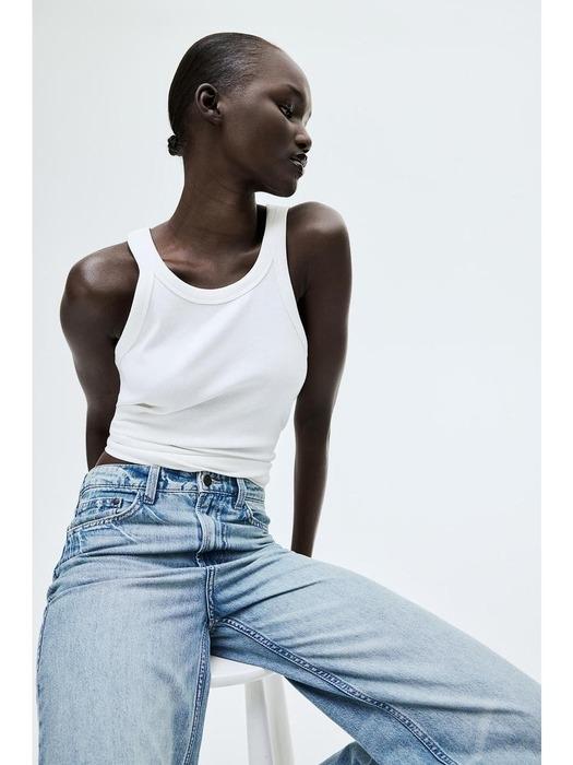 울트라 하이웨이스트 와이드 진 라이트 데님 블루 1240059010