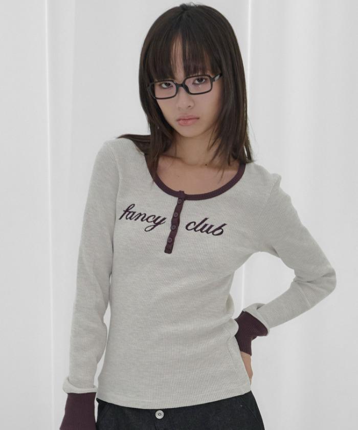 HENLEY NECK WAFFLE LONG SLEEVE (OATMEAL) F26QB046