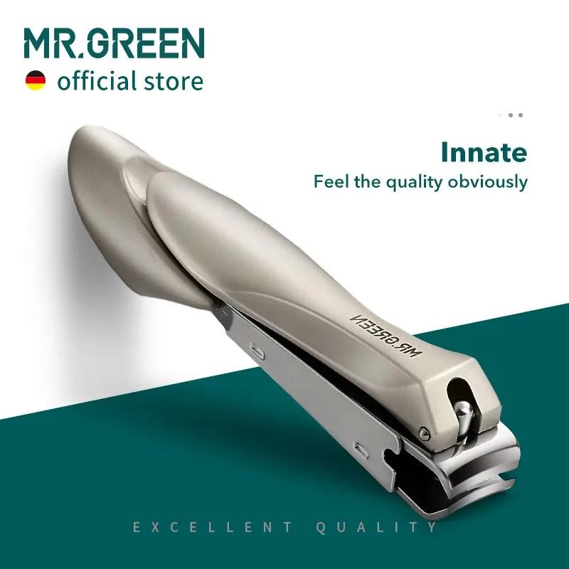 MR.GREEN 스플래시 방지 손톱깎이, 스테인레스 스틸 손톱 커터, 매니큐어 도구, 바이오닉스 디자인, 네일 트리머