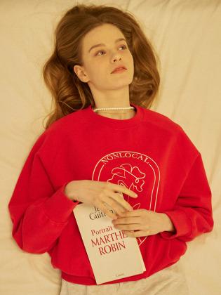 Rose Print Sweatshirt - Red