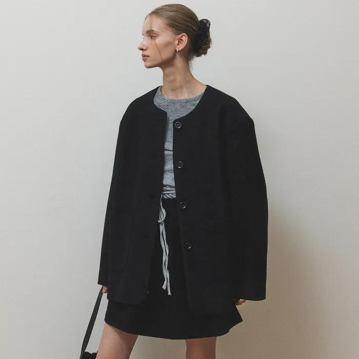 Single tweed jacket_Black