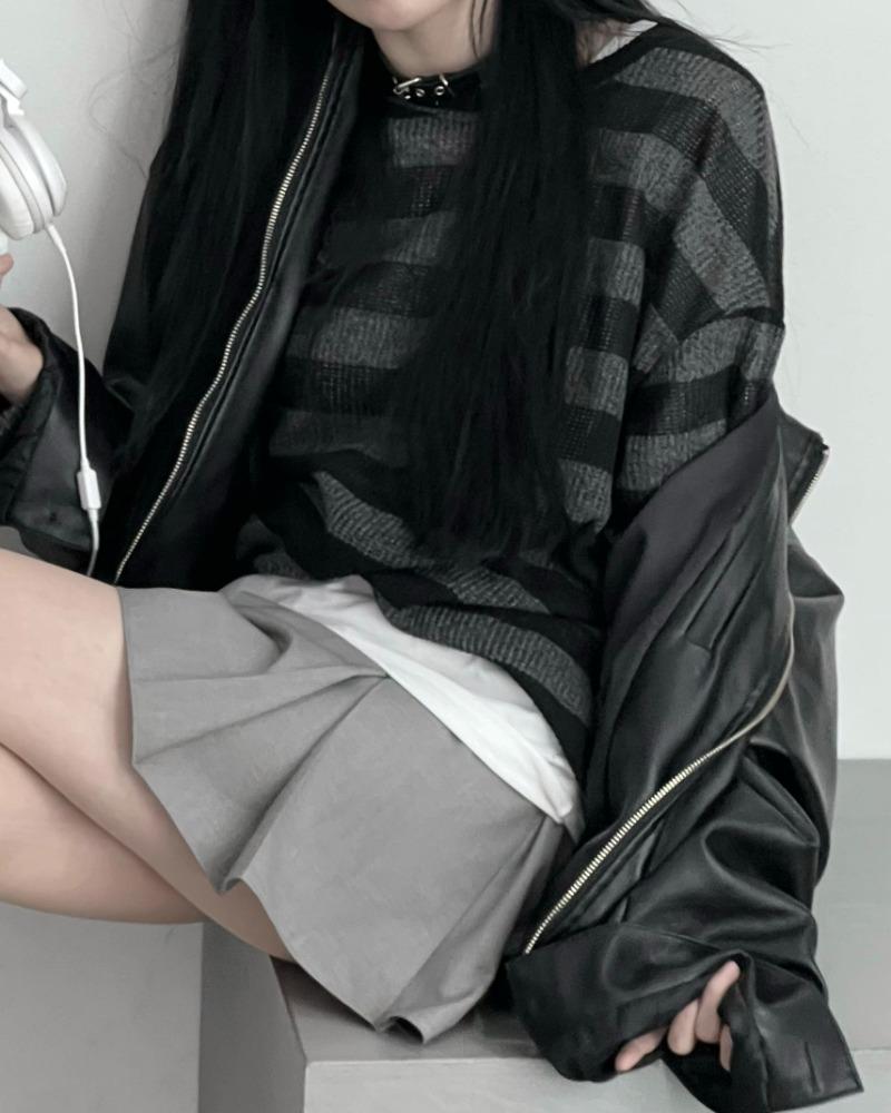 see-through striped knit