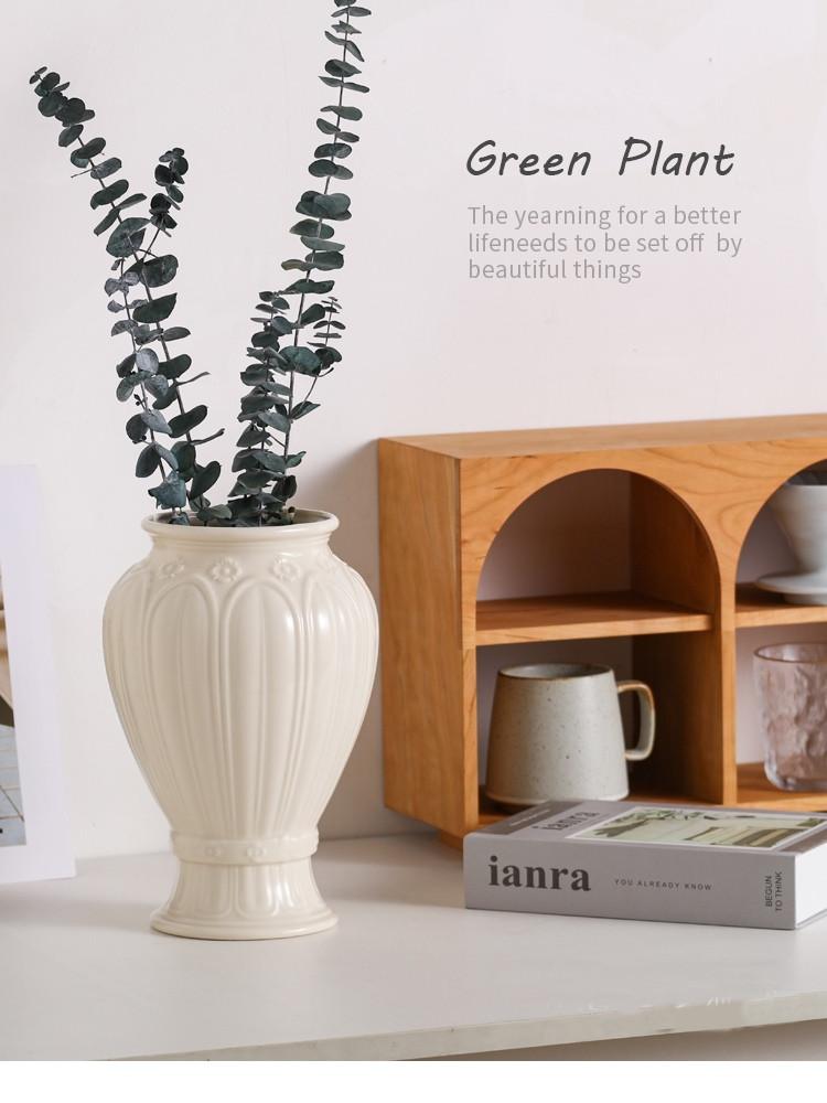 빈티지 프렌치 로즈 플라워 라이트 럭셔리 크림 꽃병 인테리어소품