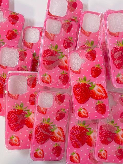 Cute Strawberries Stars Fruit Pink Case