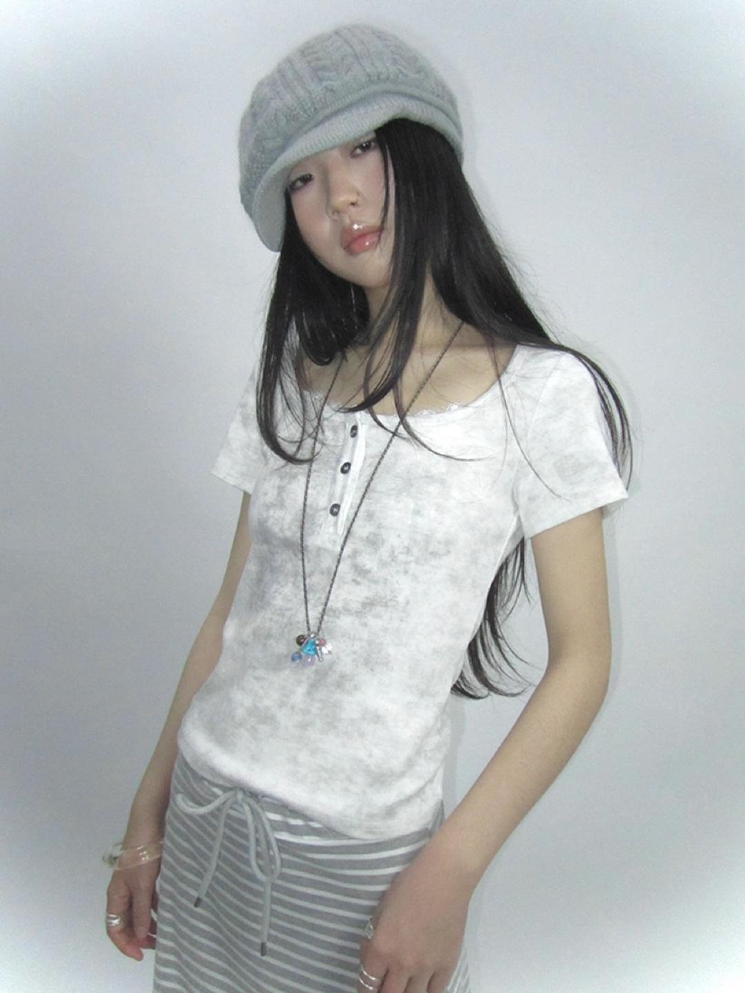ang:project Lace Stitch Tie Dye Short Sleeve (2color)
